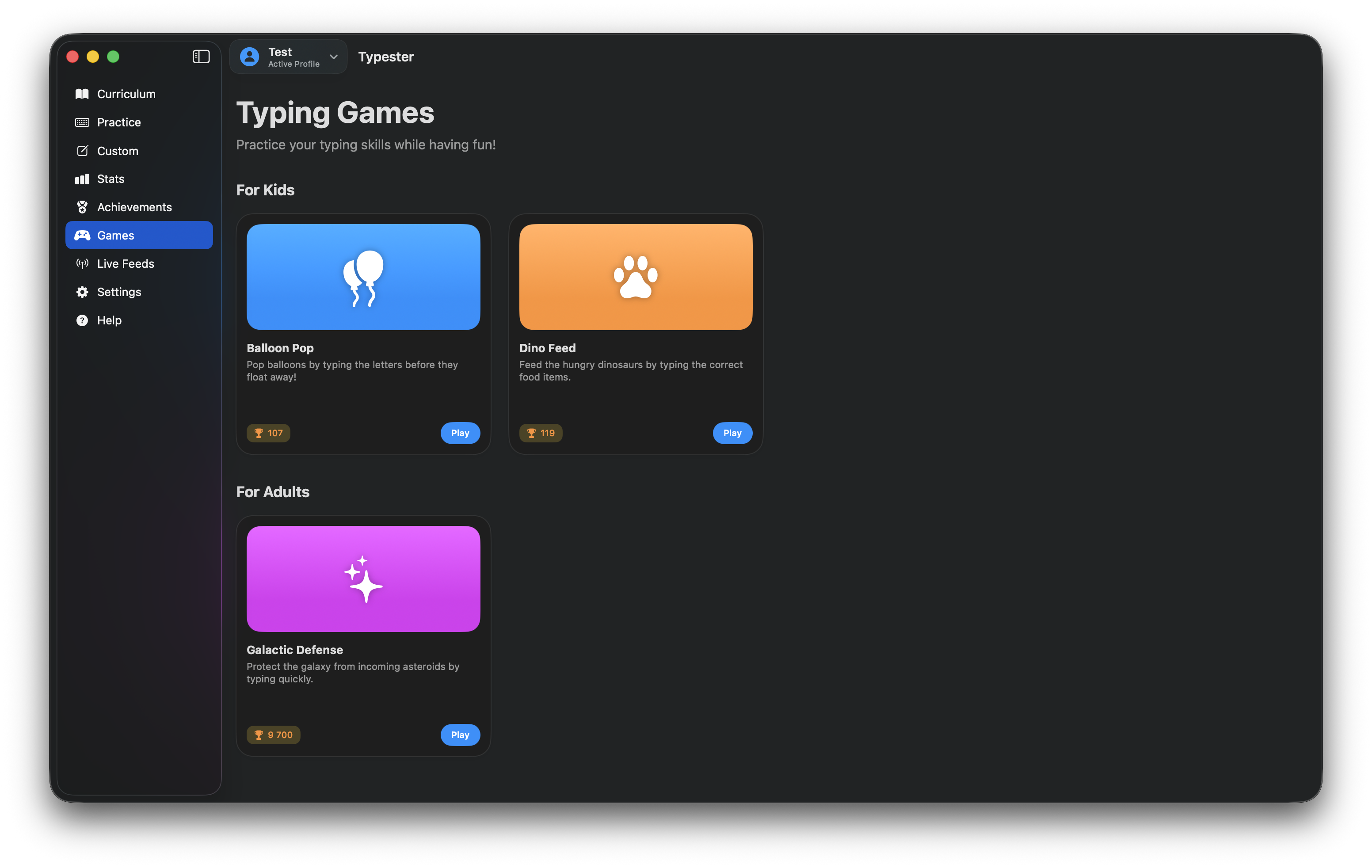 Typester Games